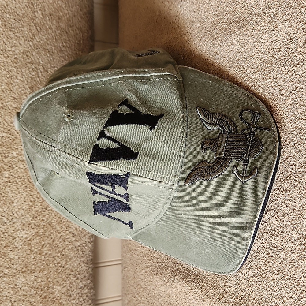 Navy unisex hat ballcap green black adjustable embroidered